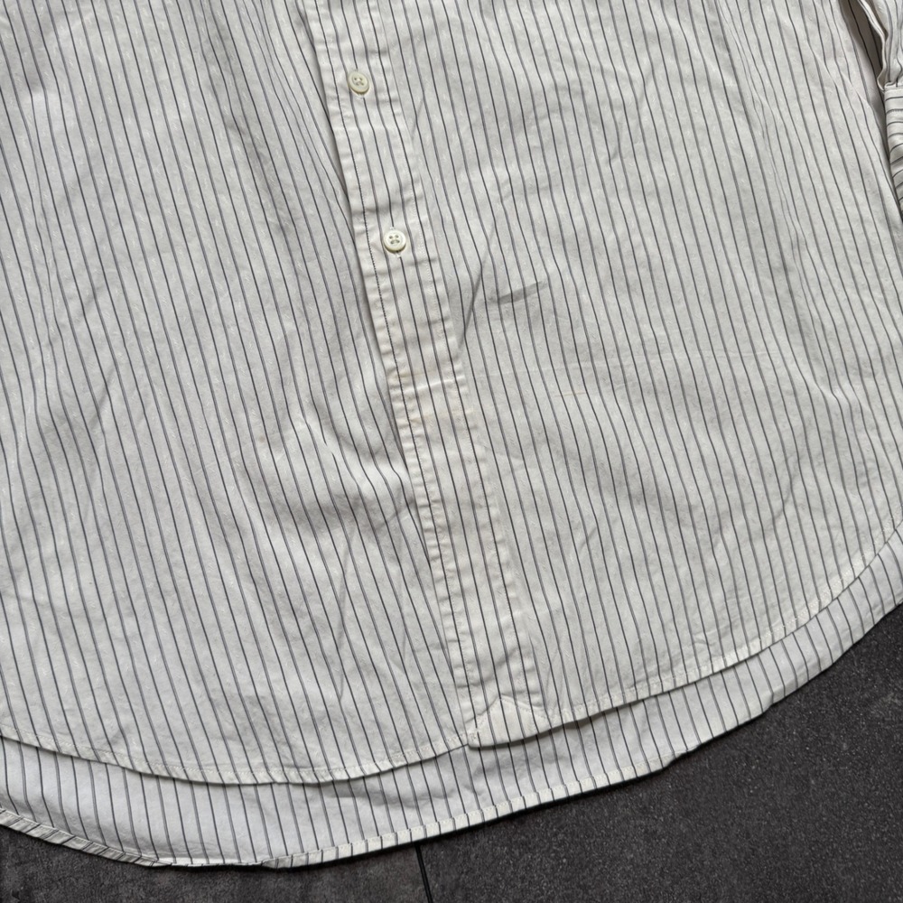 Polo Ralph Lauren Chatfield Mens 16.5 34 White Blue Pinstripe Dobby Shirt L - Picture 2 of 6
